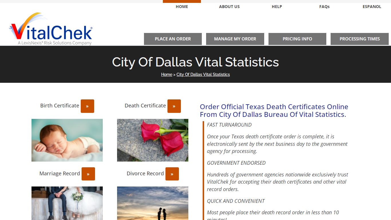 Dallas (TX) Death Certificates | Order Records - VitalChek