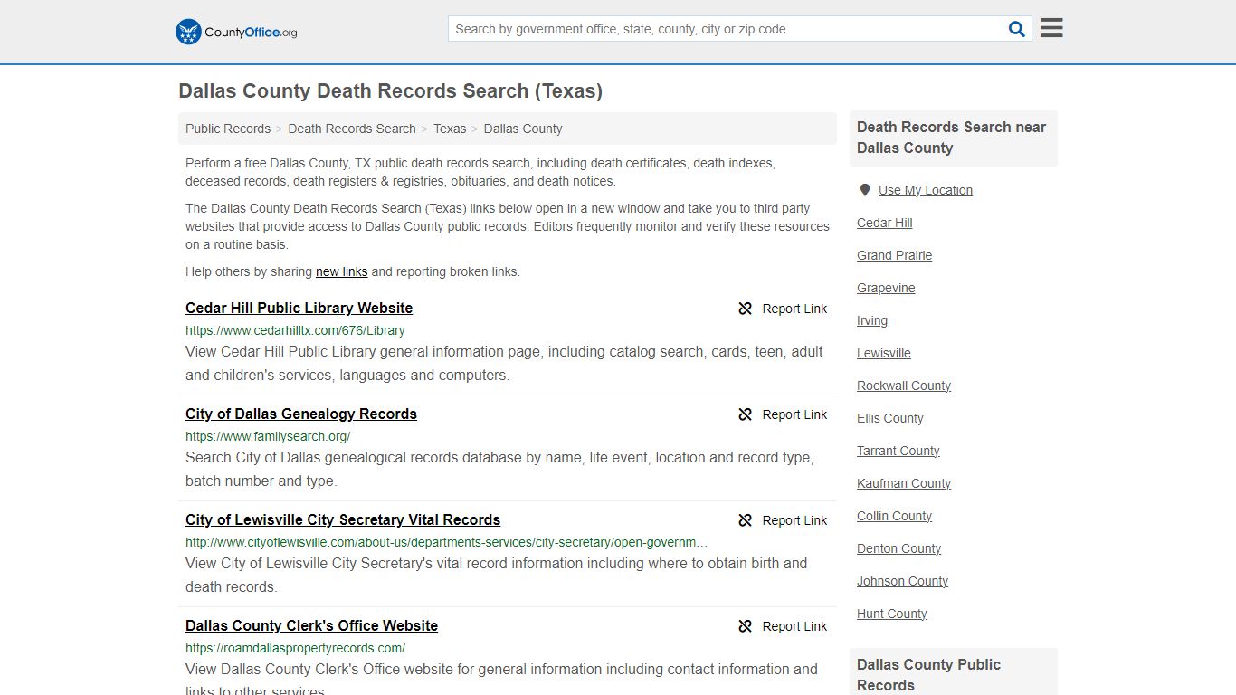 Dallas County Death Records Search (Texas) - County Office